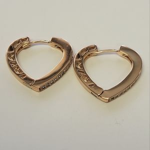 18k gold plated heart rhinestone hoops